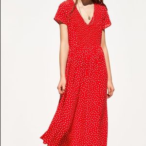 zara red and white polka dot dress